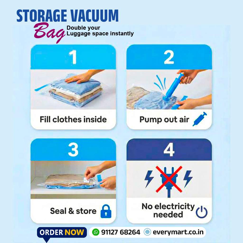 Smart Saver Vacuum Bags for Travel, Space Saver Bags 5 Pack (1 Large 2 Medium 2 Small)