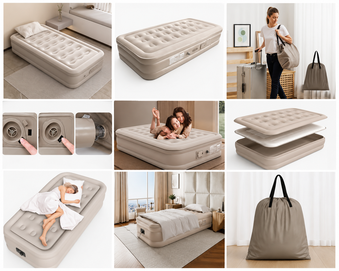 Single Inflatable Air Bed with Built-in Electric Pump