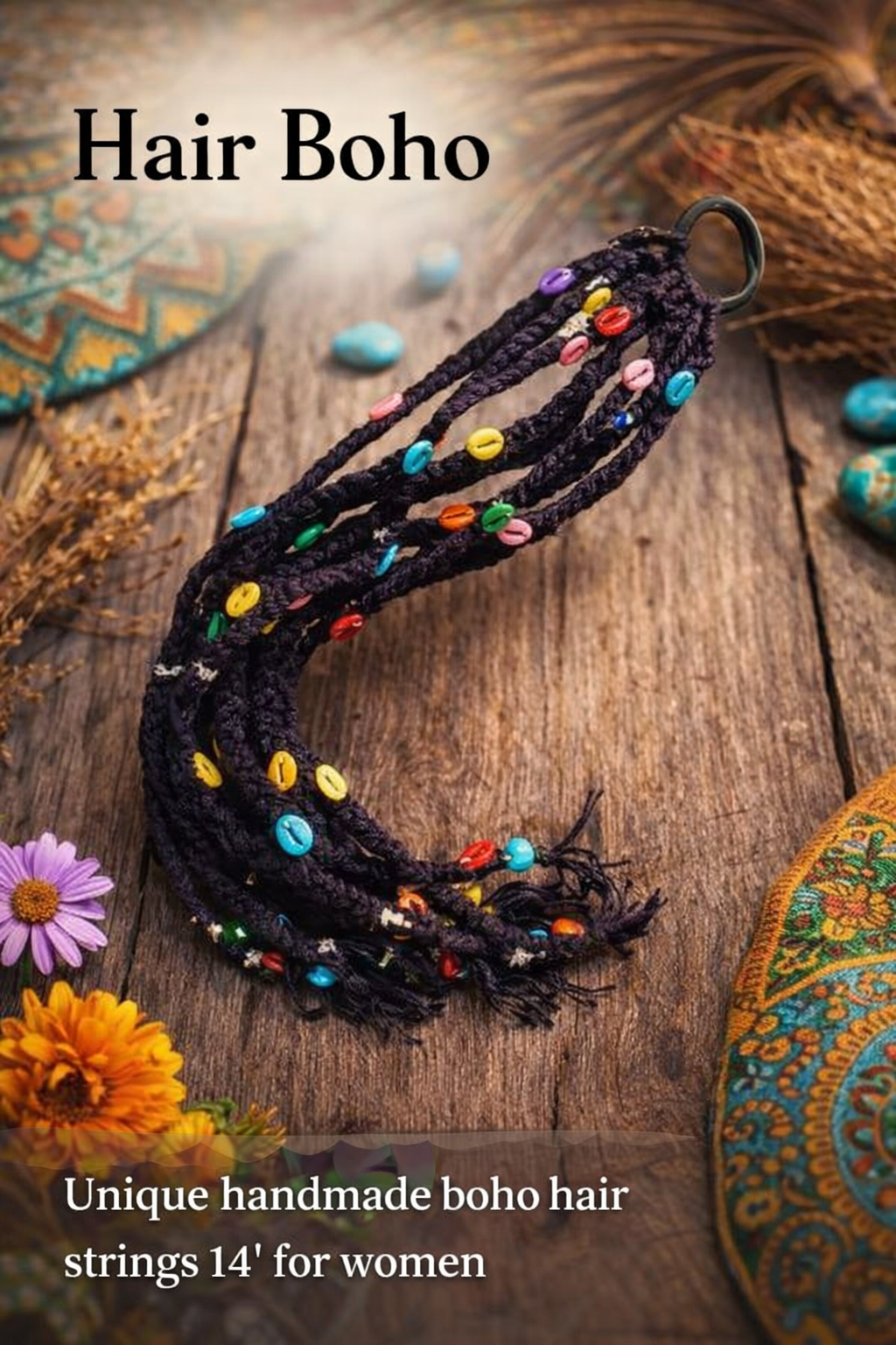 ✨ Hair Boho Combo – Black 14 Inch & Multicolour 20 Inch Boho Hair Accessories Set
