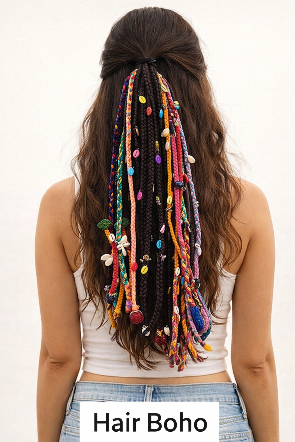 ✨ Hair Boho Combo – Black 14 Inch & Multicolour 20 Inch Boho Hair Accessories Set